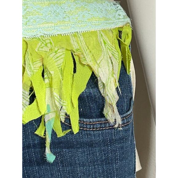 Fringe belt sash handmade cream and green festival fringe belt - Picture 6 of 10